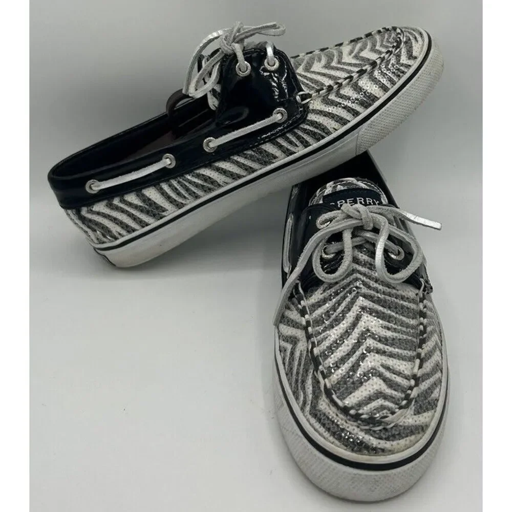 Sperry Top Sider‎ Women's Bahama 2 Eye Black/White Zebra Boat Show Size 7.5M